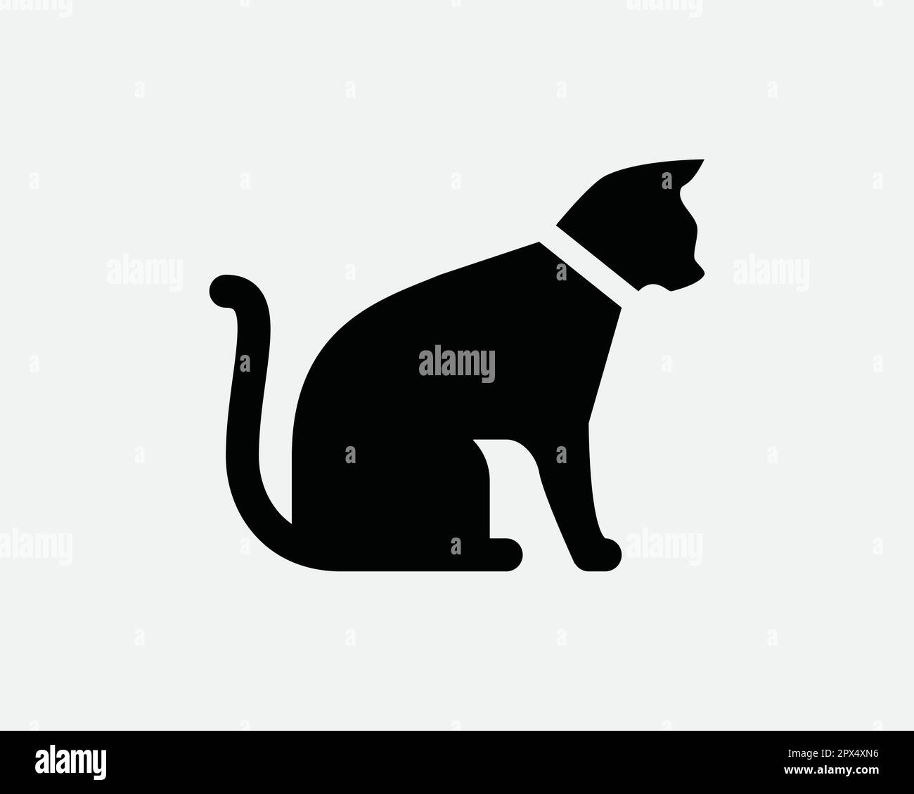 Symbol Für „Cat Silhouette“. Kätzchen, Haustier, Ganzkörper, Seitliches Profil, Sitzendes Zeichen, Zeichen, Colarform, Schild, Grafischer Clipart, Cricut Stock Vektor