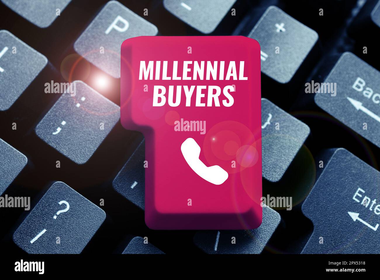 Konzeptionelle Überschrift Millennial Buyers, Word geschrieben über die Art der Verbraucher, die an Trendprodukten interessiert sind Stockfoto