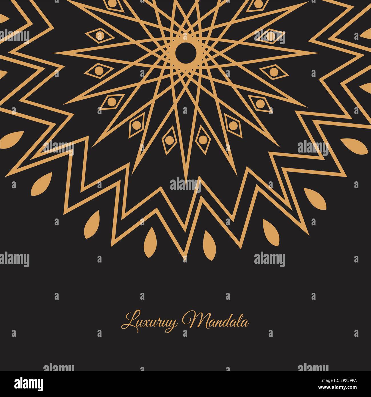 Titel Kreativer Luxus dekoratives Mandala-Design für Mehndi-Einladungskarte mit schwarzem Hintergrund Stock Vektor
