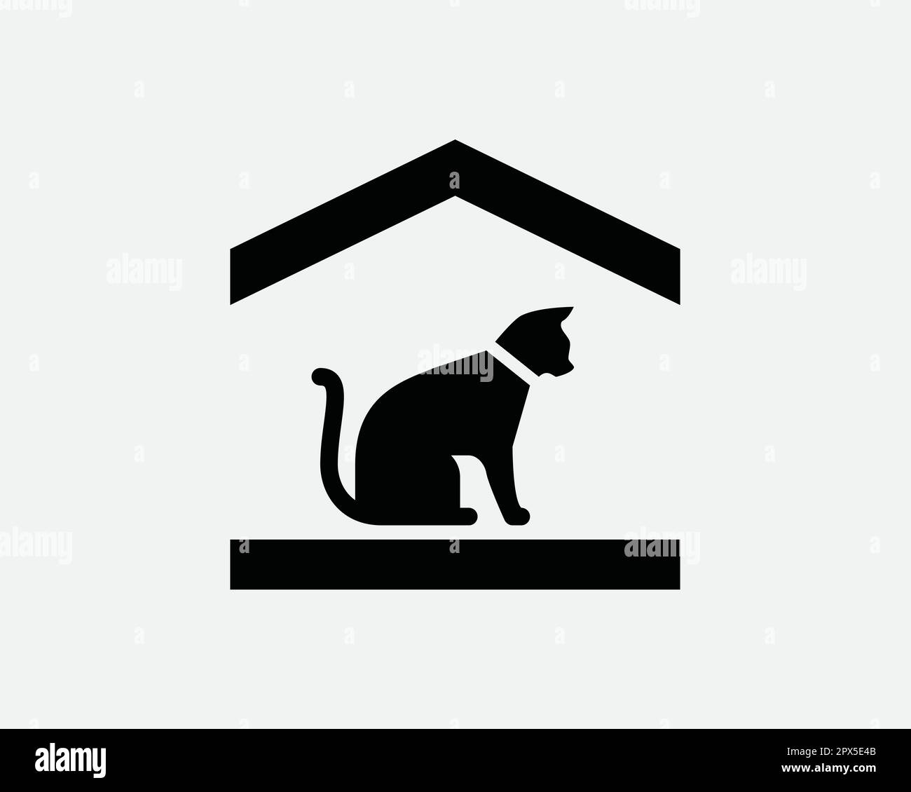 Symbol Für „Indoor Cat“. Feline Kitten Animal Shelter Adoption Center Haustier-Boarding Pflegeheim Kabine Hut Schild Symbol Vektor Grafik Illustration Clipart Cricut Stock Vektor
