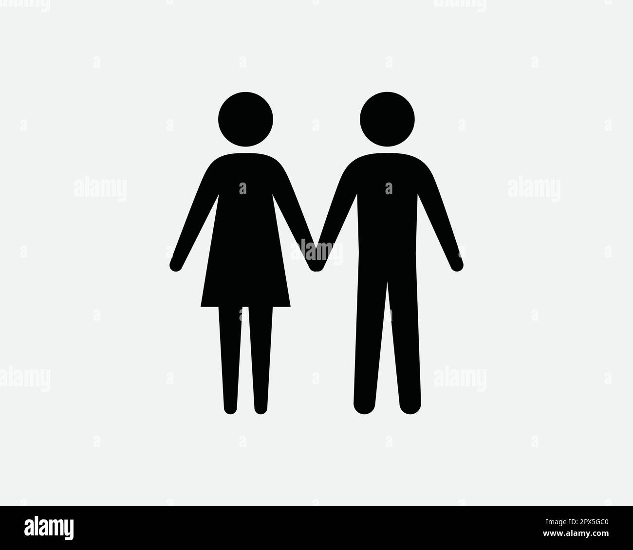 Männliche Strichmännchen Halten Hände Dating Beziehung Ehemann Ehefrau in Love Schwarz-Weiß Symbol Symbol Symbol Vektor Kunstwerk Clipart Illustration Stock Vektor