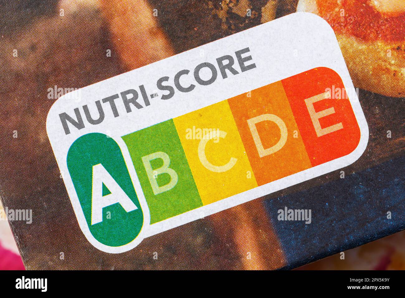 Nutri-Score Nährwertkennzeichnung Symbol gesunde Ernährung für Lebensmittel Nutri-Score Stockfoto