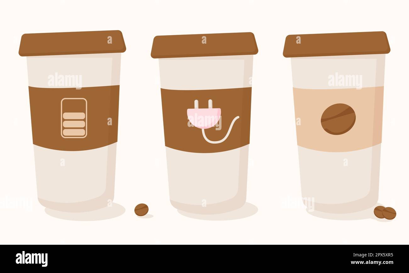 Isoliertes Einweg-Kaffeetassen-Vektorsymbol-Set Stock Vektor