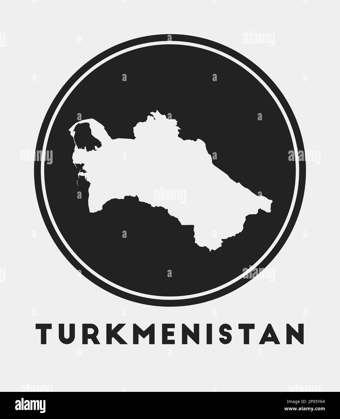Turkmenistan-Ikone. Rundes Logo mit Landkarte und Titel. Stylisches turkmenisches Abzeichen mit Karte. Vektordarstellung. Stock Vektor