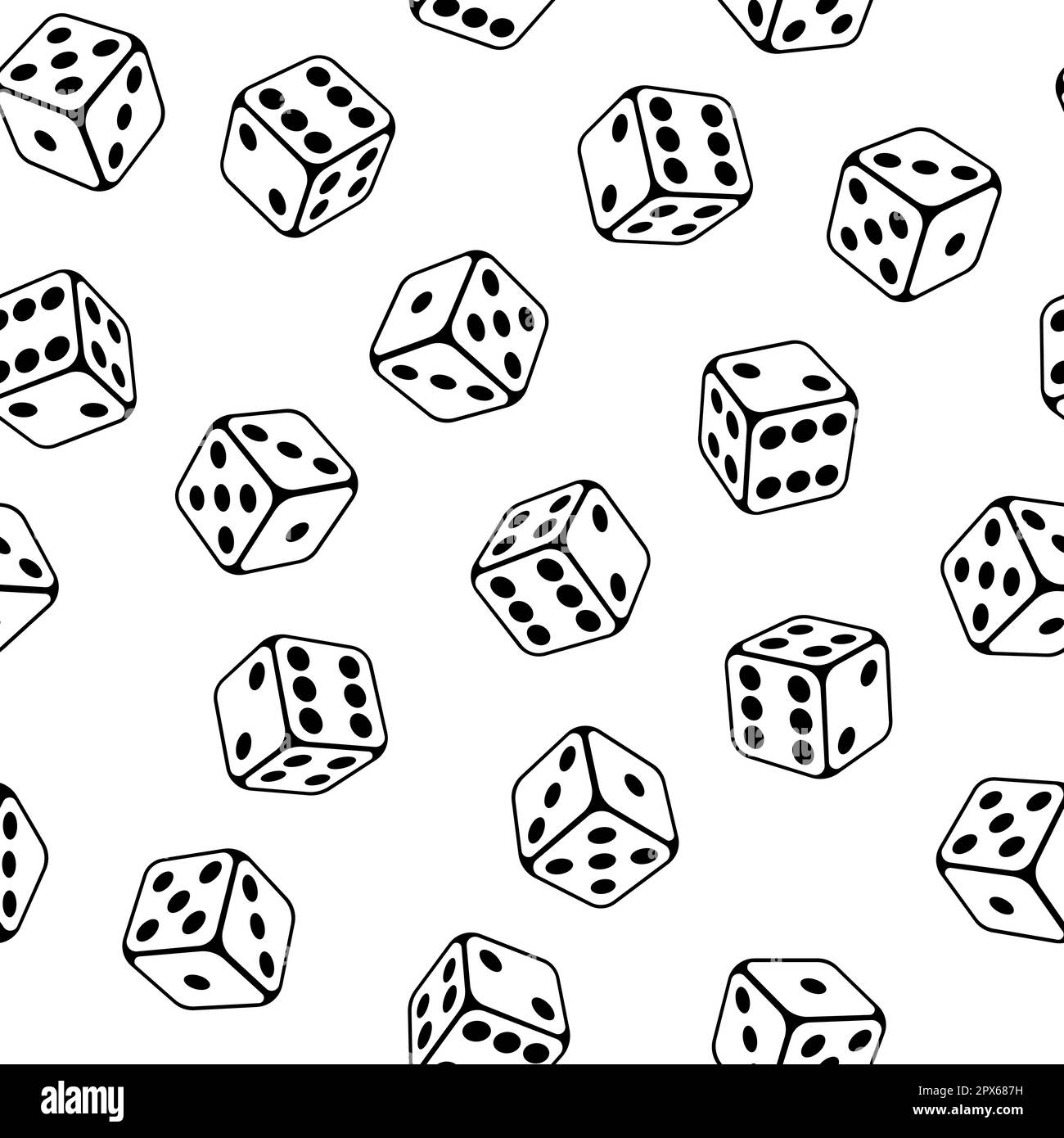 Muster mit Würfeln. Das Spiel würfelt das Bild. Illustration: Casino und Wetten. Stock Vektor