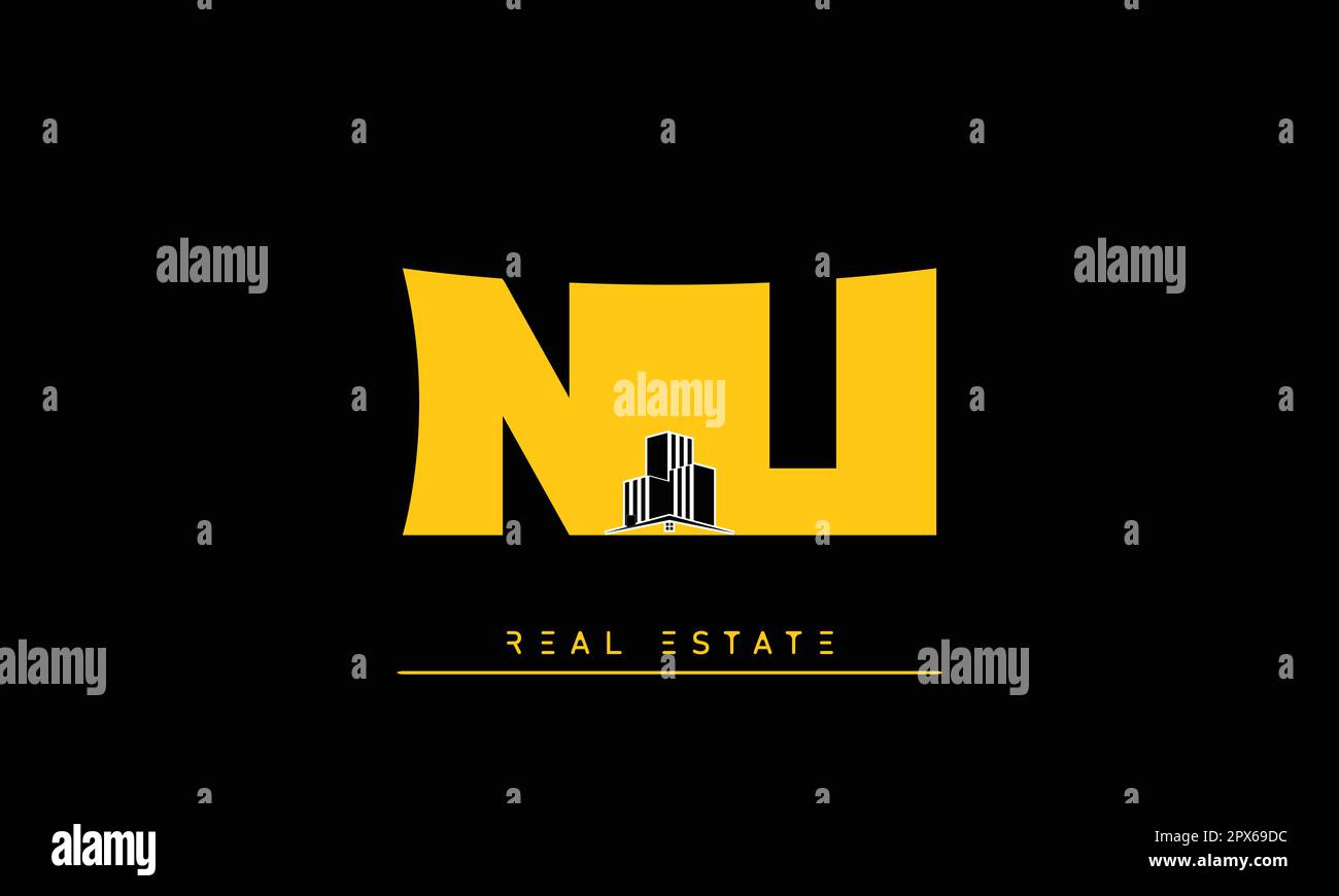 Real Estate Briefen Modern Creative Logo NU , UN Stock Vektor