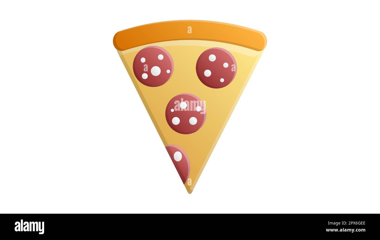 Pizza auf Teig mit dickem Brett auf weißem Hintergrund, Vektordarstellung. Pizza mit runden Wurststücken. Peperoni für einen Snack. Nein Stock Vektor