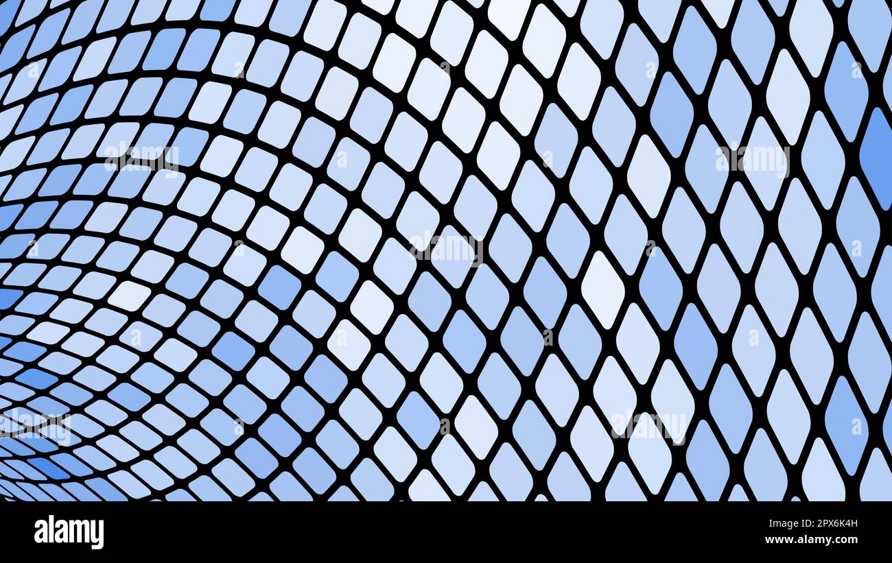 Mehrfarbiger abstrakter Hintergrund mit blauen Quadraten, Rhombussen, rechteckigen Fliesen, Mosaik mit Nähten von leuchtender magischer Energie glänzend schön hell. Vec Stock Vektor