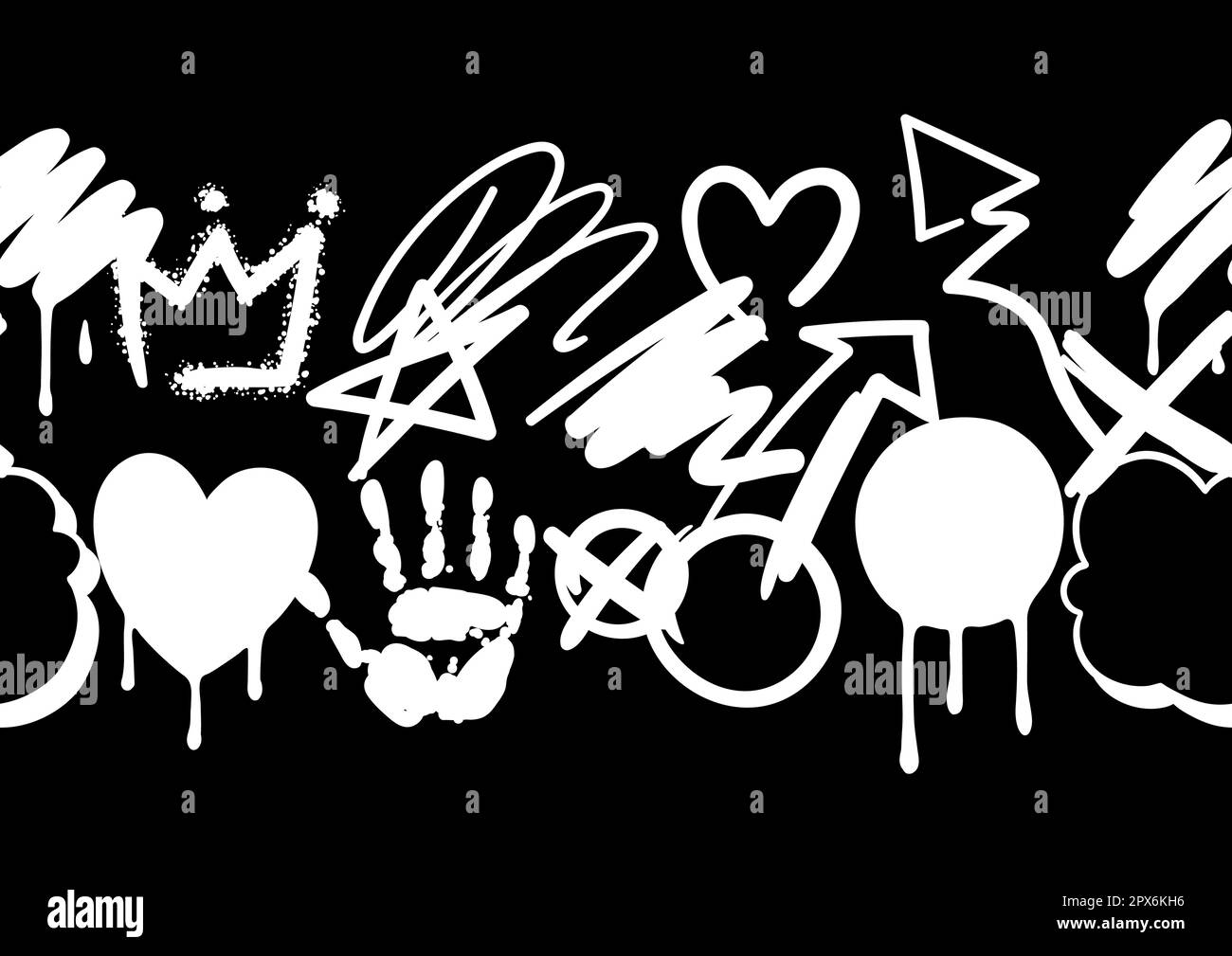 Muster mit Graffiti-Symbolen. Abstraktes Grunge Creative Image. Stock Vektor