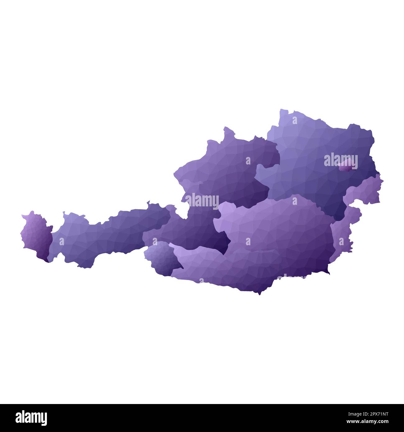 Karte Österreich. Geometrischer Stil für die Länderumrisse. Schöne violette Vektordarstellung. Stock Vektor