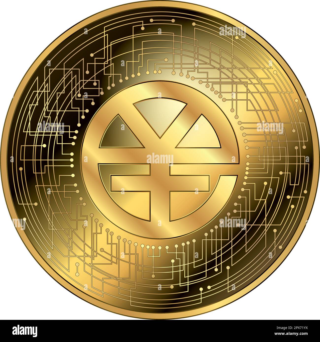 Yuan Renminbi Kryptowährung Fantasy Gold-Token, Vektorbild Stock Vektor