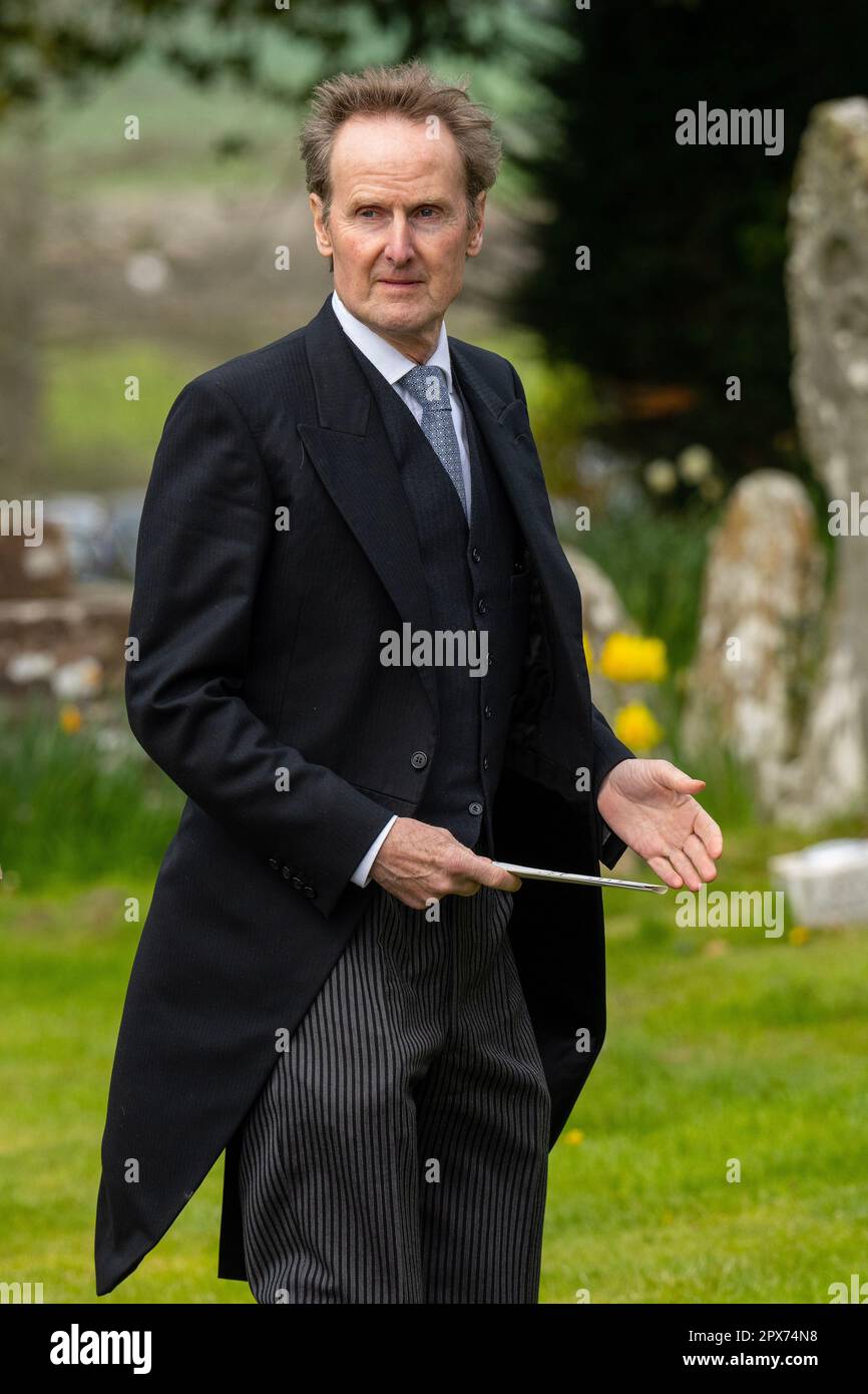 Der Herzog von Northumberland, Ralph Percy, nimmt an der Hochzeit von Alicia Lowes und Alex Simpson Teil. Stockfoto