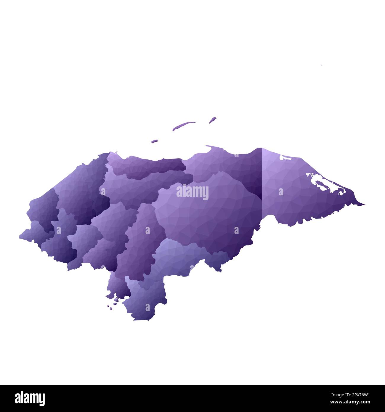 Honduras Karte. Geometrischer Stil für die Länderumrisse. Schöne violette Vektordarstellung. Stock Vektor