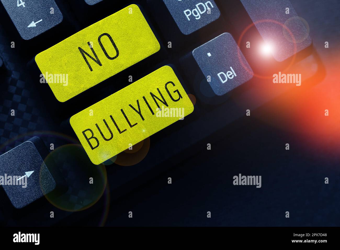 Schild mit der Aufschrift No Bullying, Business Concept Stop aggressives Verhalten unter Kindern Ungleichgewicht in der Macht Stockfoto