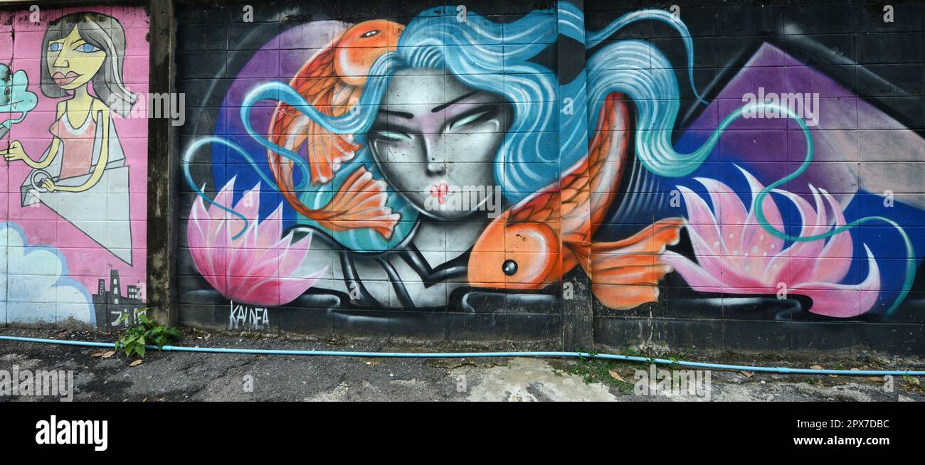 Charoen Krung 32 Street Art. Bangkok, Thailand. Stockfoto