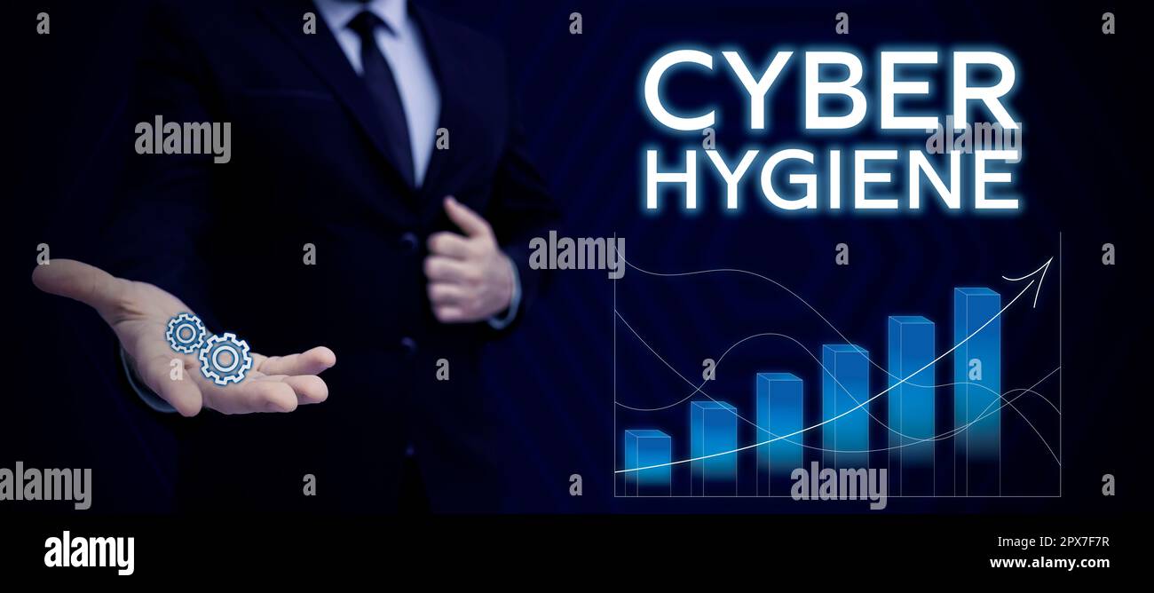 Schreiben Anzeigen von Text Cyber Hygiene, Business zeigt Schritte, die Computerbenutzer zur Verbesserung ihrer Cyber-Sicherheit Unternehmen Stockfoto