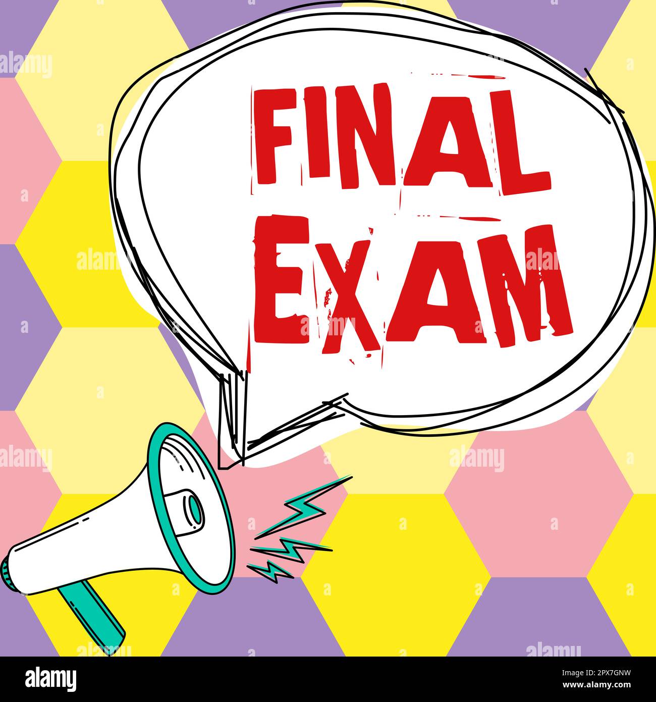 Konzeptionelle Überschrift Abschlussprüfung, Test zum Geschäftsansatz, der dem Teilnehmer am Ende eines Studien- oder Schulungskurses gegeben wird Stockfoto