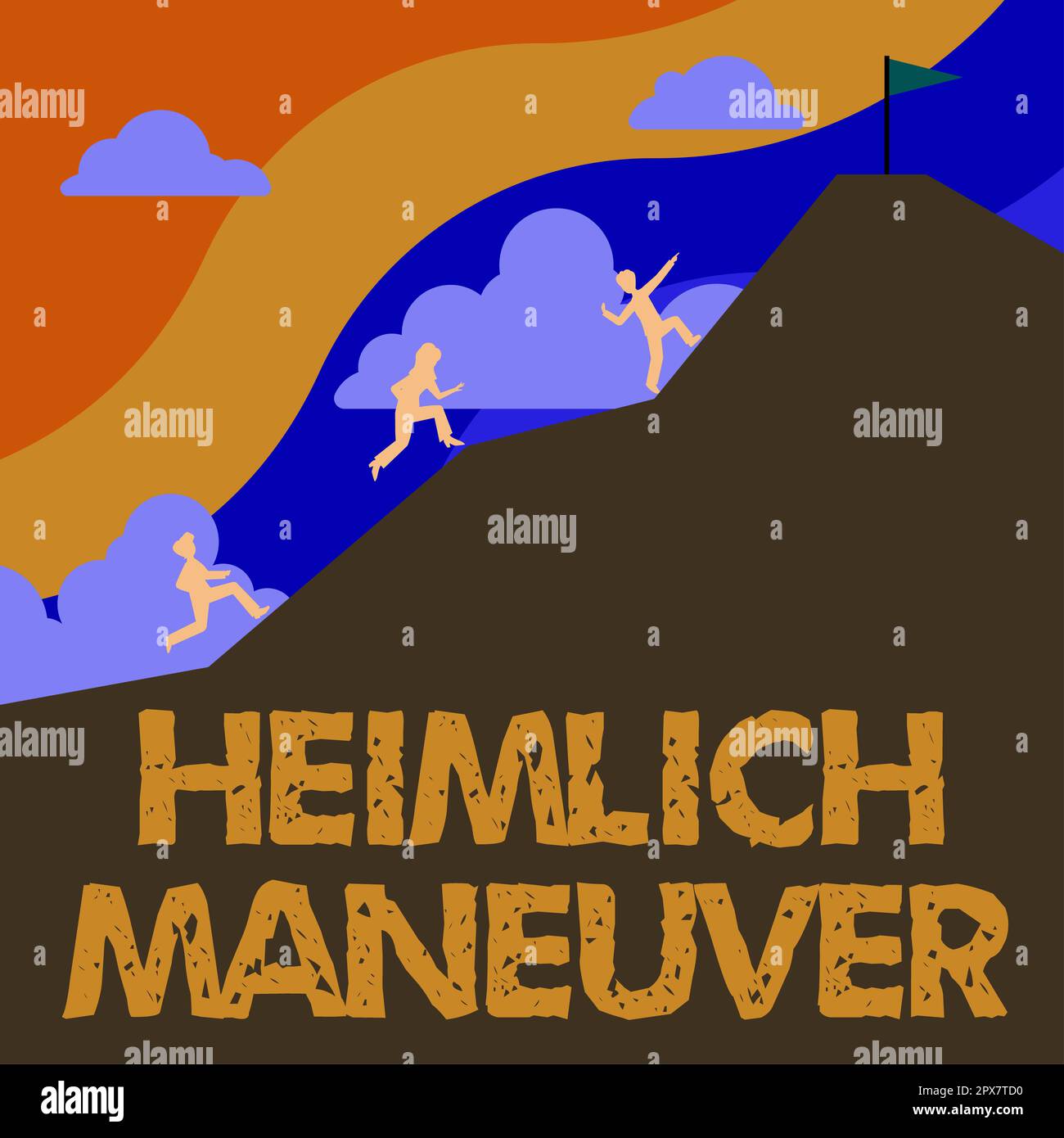 Konzepttitel Heimlichmanöver, Internet-Konzeptanwendung des Aufwärtsdrucks beim Ersticken Stockfoto