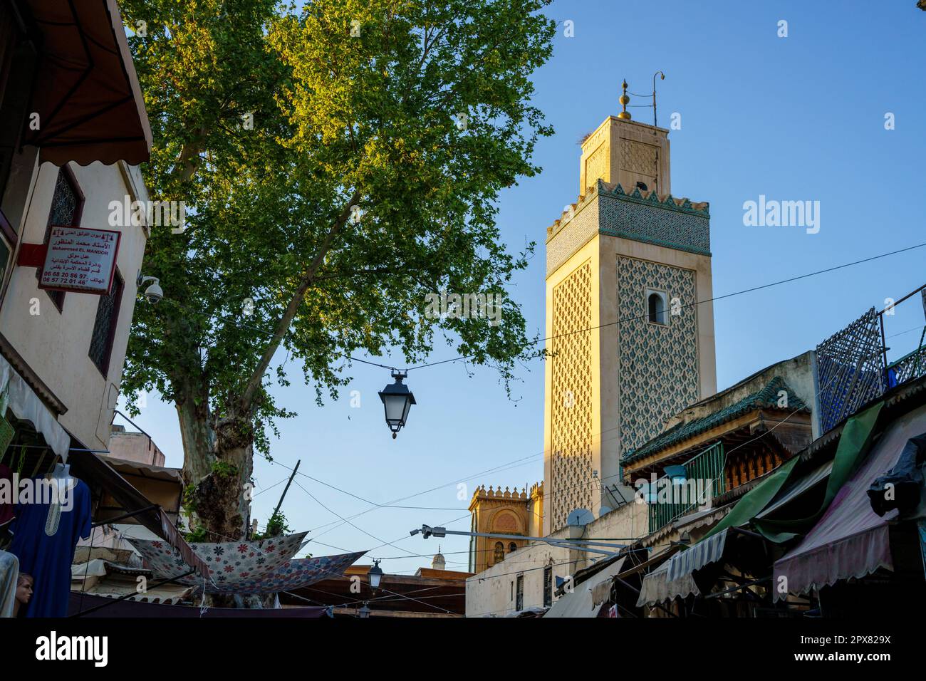 Fes el-Jdid, Moschee-Minarett, Fès, marokko, afrika Stockfoto