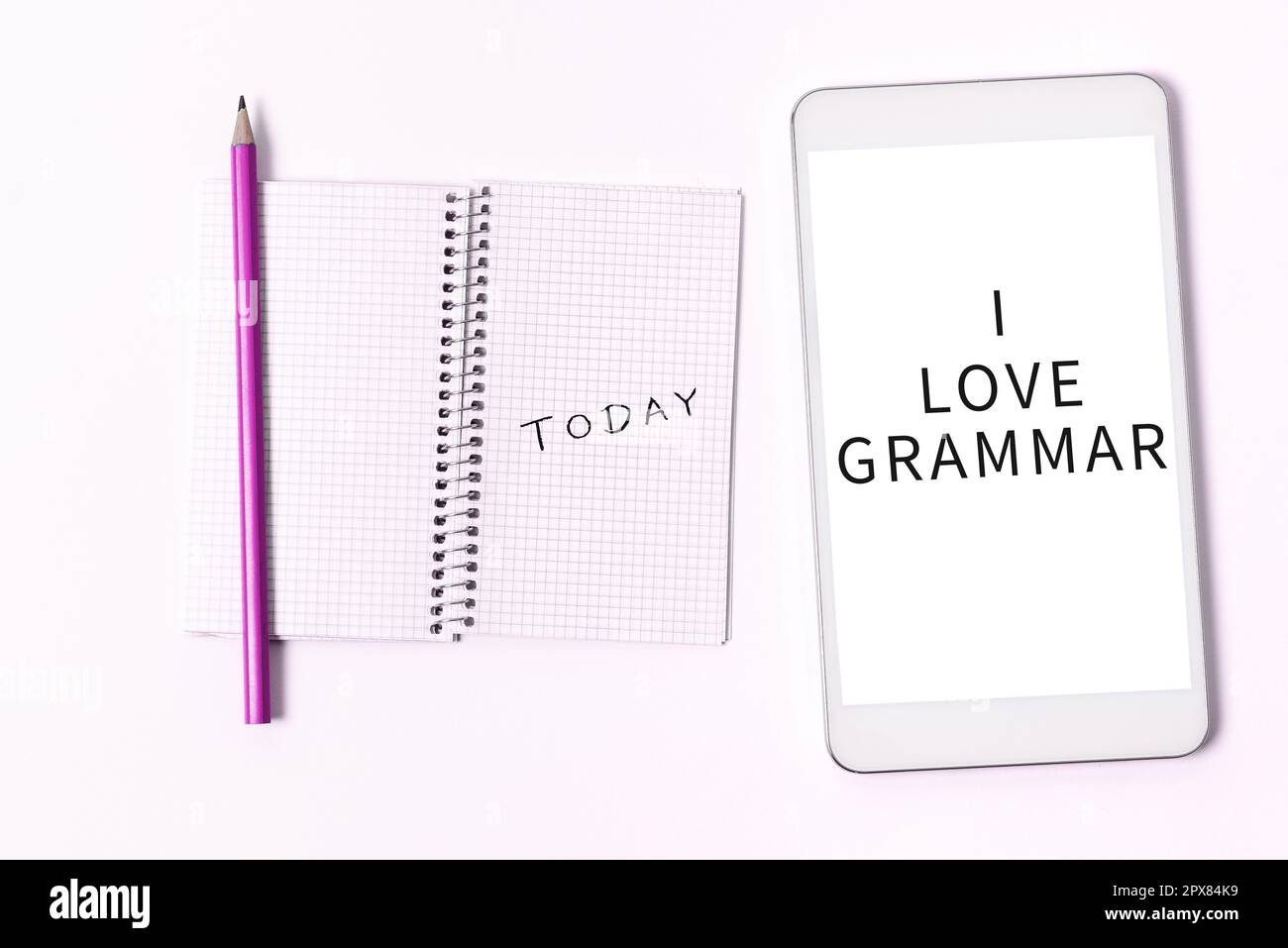 Textunterschrift mit I Love Grammar, begrifflicher Fotoakt des Bewunderungssystems und der Struktur der Sprache Stockfoto