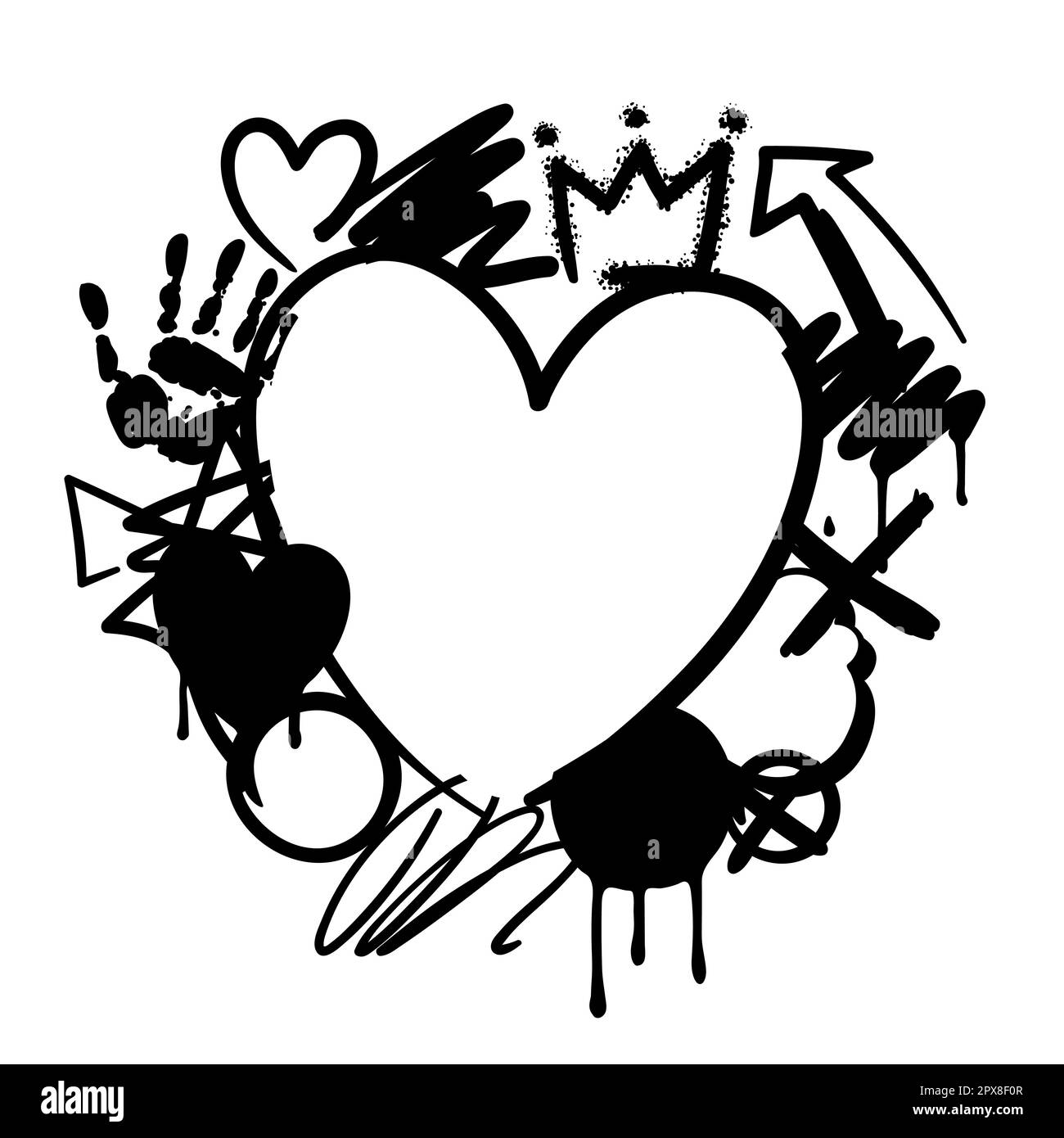 Hintergrund mit Graffiti-Symbolen. Abstraktes Grunge Creative Image. Stock Vektor
