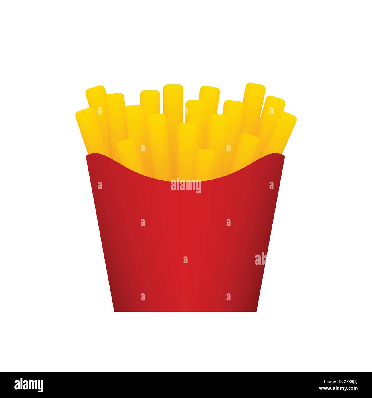 Abbildung: Box mit Pommes frites. Fastfood-Clipart zum Mitnehmen. Stock Vektor