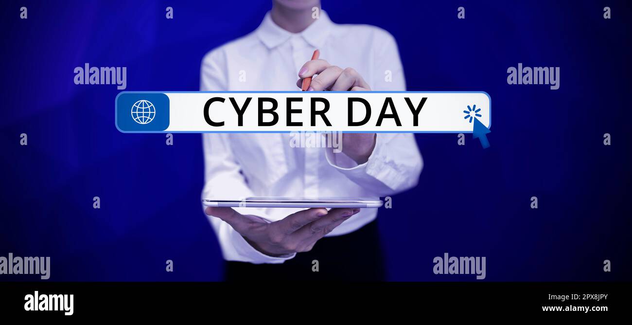 Konzepttitel Cyber Day, Business Showcase Marketing Term für den Montag nach dem Thanksgiving in den USA Stockfoto