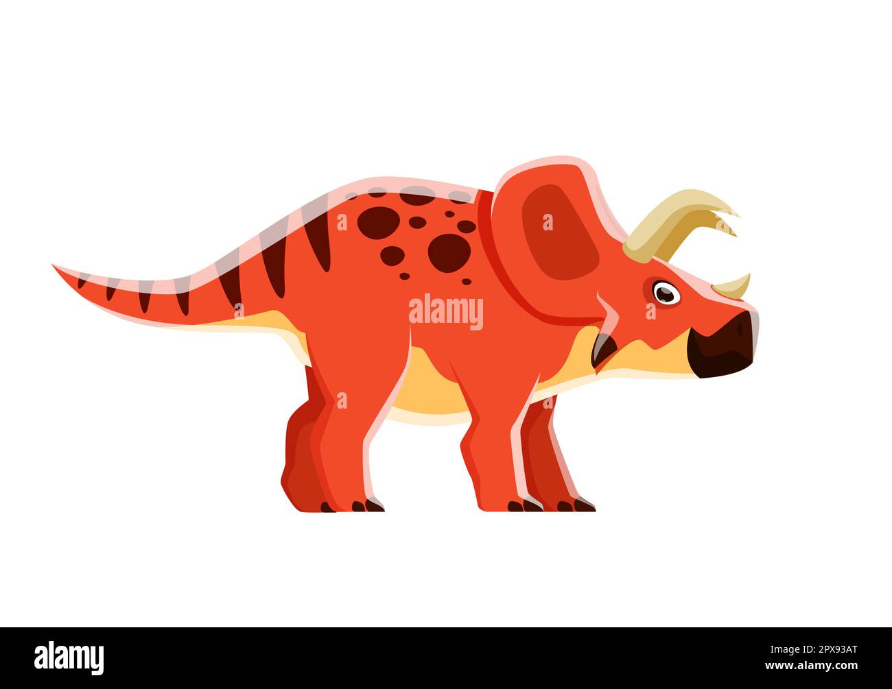 Dinosaurier-Zeichentrickfigur, Arrhinozeratops Dino-Eidechse, niedliches Jurassic-Spielzeug. Kinder Dinosaurier Sammlung von prähistorischen Raubtieren und ausgestorbenen Dino Stock Vektor