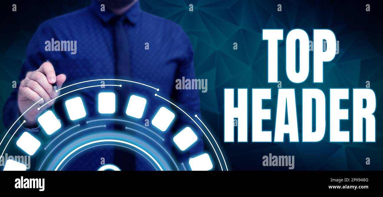 Schreiben Anzeigen von Text Kopfzeile oben, konzeptioneller Fototext oben auf einer Seite in einem elektronischen Dokument oder einer gedruckten Kopie Stockfoto