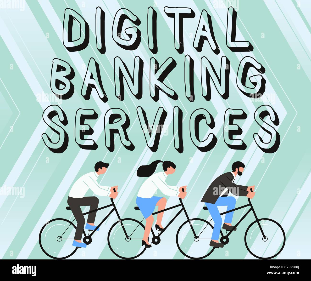Konzeptüberschrift Digitale Bankdienstleistungen, Geschäftsansatz Geschäft, Technologie, Internet und Netzwerke Stockfoto