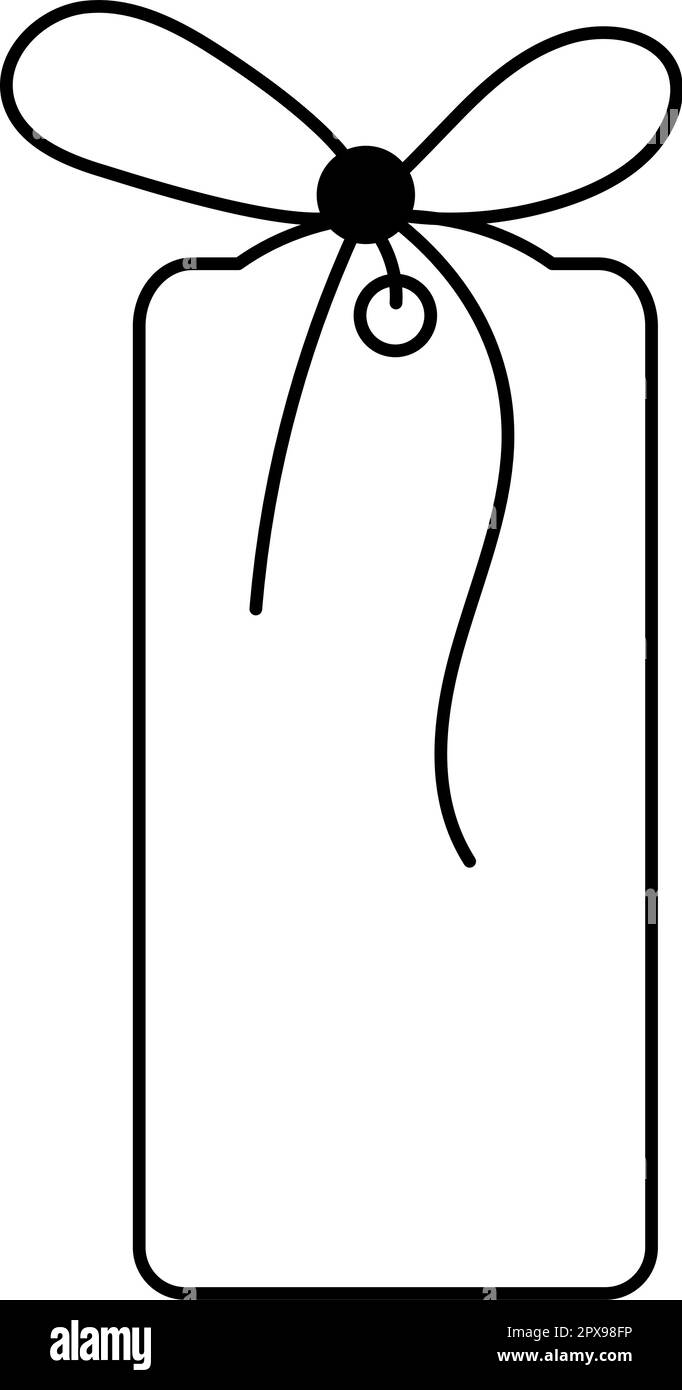 Schleife mit Beschriftungsanhänger für ein Vektorsymbol mit Geschenkband. Stock Vektor
