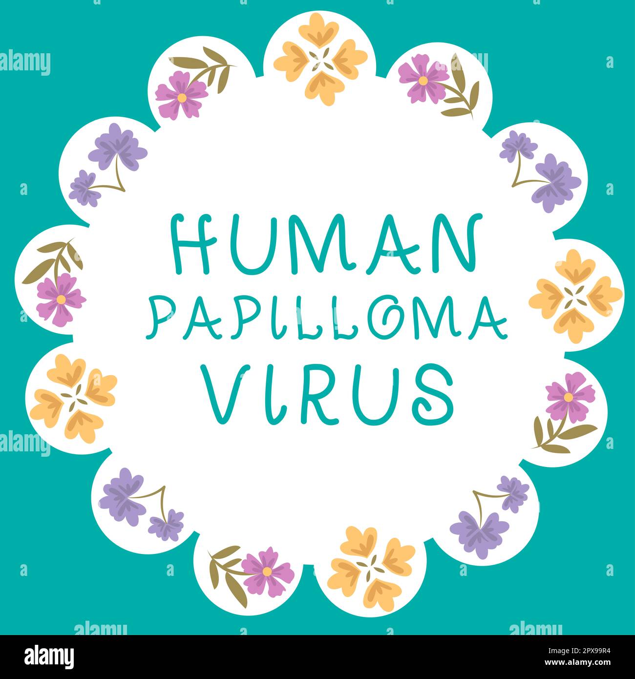 Textzeichen zeigt Human Papilloma Virus, Wort für die häufigste sexuell übertragbare Infektionskrankheit Stockfoto