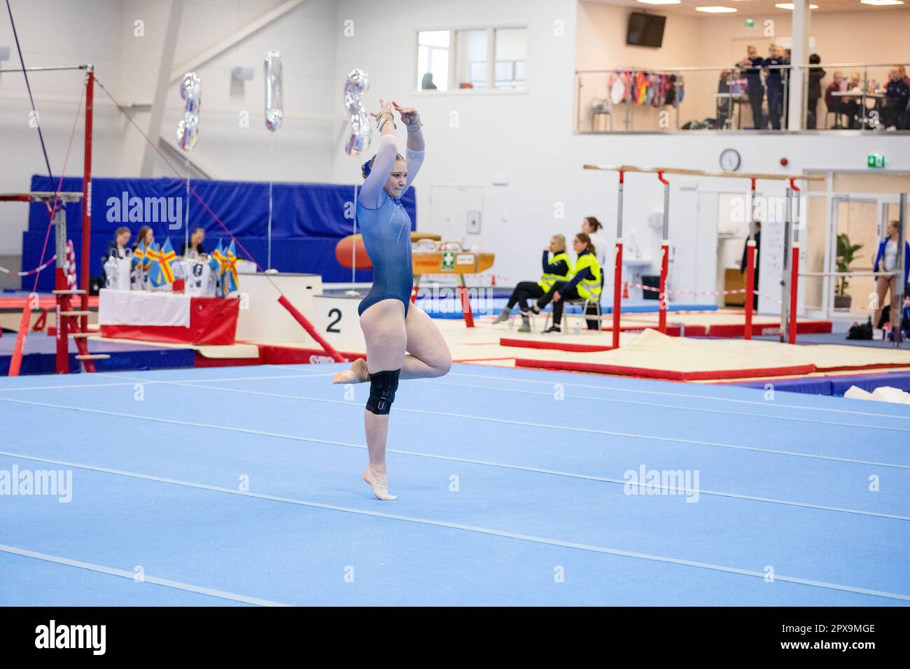 Åland Invitational 2023 Gymnastics, Mariehamn, April 2023. Turner aus Finnland, Schweden, Norwegen und dem Vereinigten Königreich. Bild: Rob Watkins – Qualifizierende Tagesebene Stockfoto