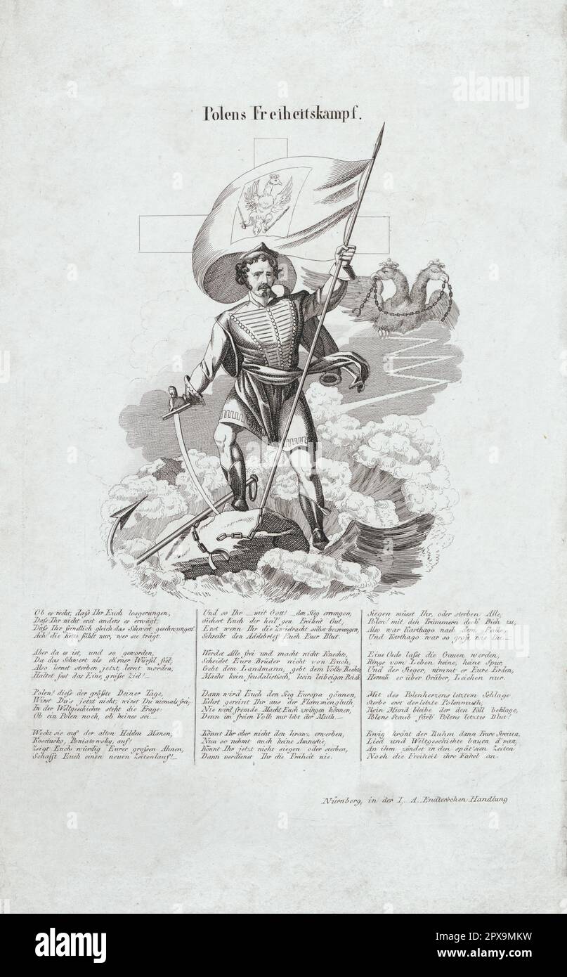 Vintage-Farblithographie des polnischen Novemberaufstands. 1830-1831 Stockfoto