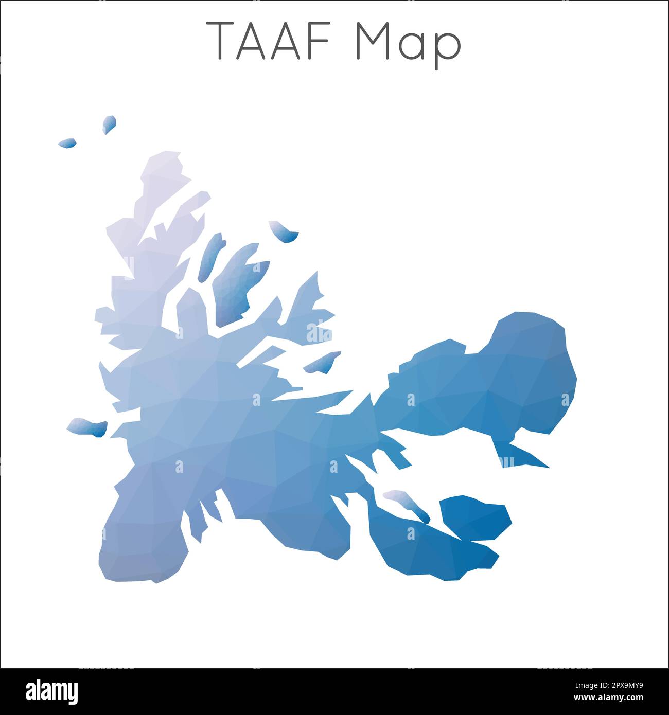 Niedrige Poly-Map von TAAF. Geometrische polygonale Karte im Mosaikstil mit TAAF. Stock Vektor