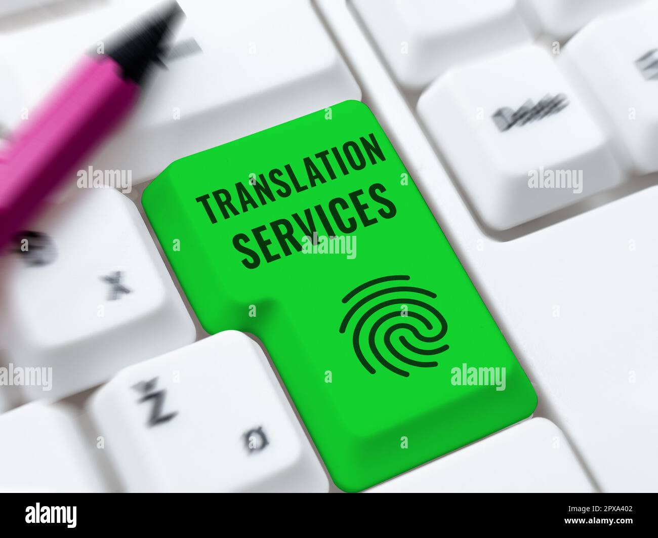 Handwriting Text Translation Services, Organisation von Konzeptfotos, die Menschen zur Übersetzung von Sprache zur Verfügung stellt Stockfoto