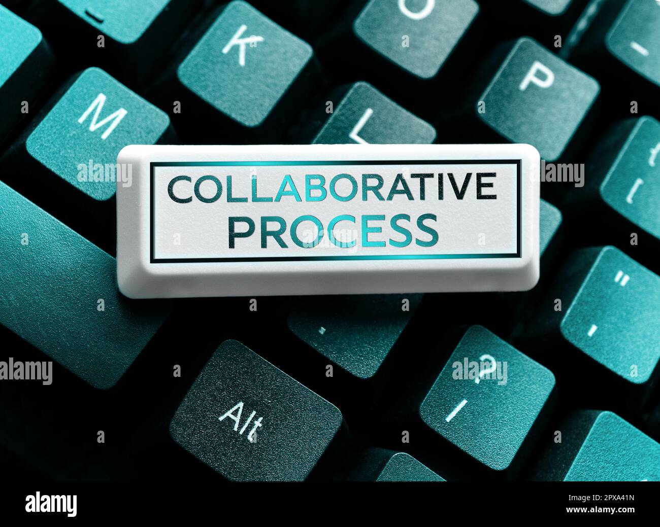 Konzeptionelle Überschrift Collaborative Process, Word for People and Organizations Work Achievate Results Stockfoto