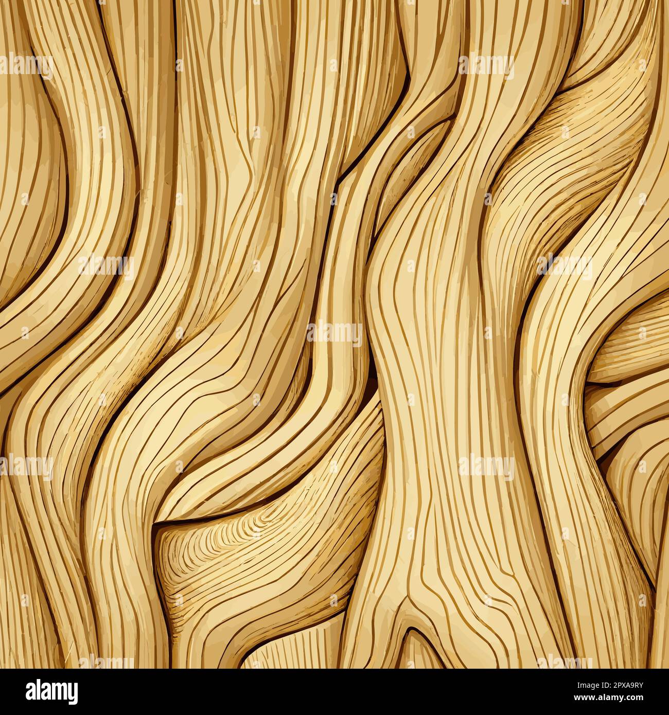 Strukturierter, heller Korbholzhintergrund mit Knoten – Vektordarstellung Stockfoto