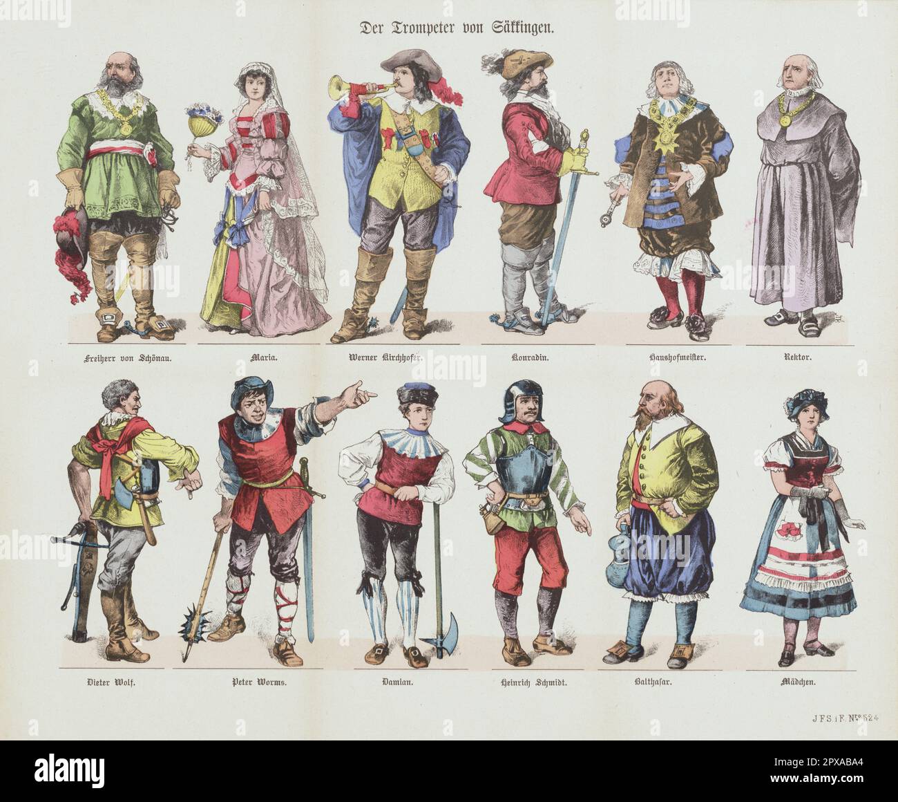 Vintage-Illustrationen des epischen Gedichts der Trompeter von Säkkingen von Joseph Viktor von Scheffel. 1885 Stockfoto