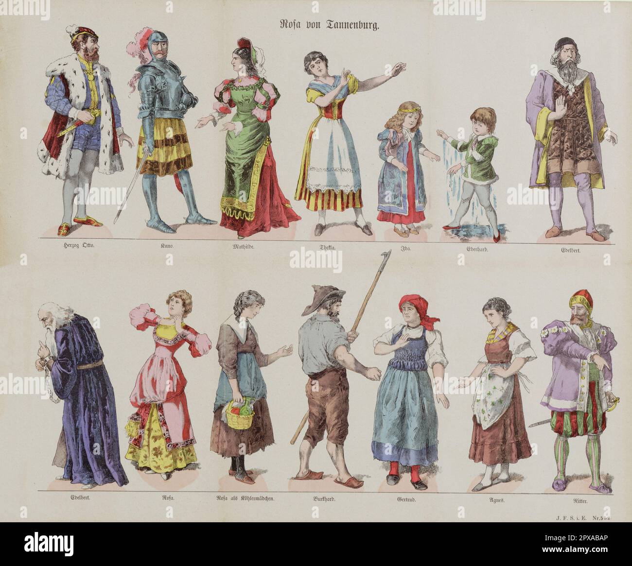 Сolor Lithographie des Märchens "Rosa von Tannenburg". 1899 Christoph von Schmid: Rosa von Tannenburg. Die Geschichte der Frau eines heldenhaften Ritters Stockfoto