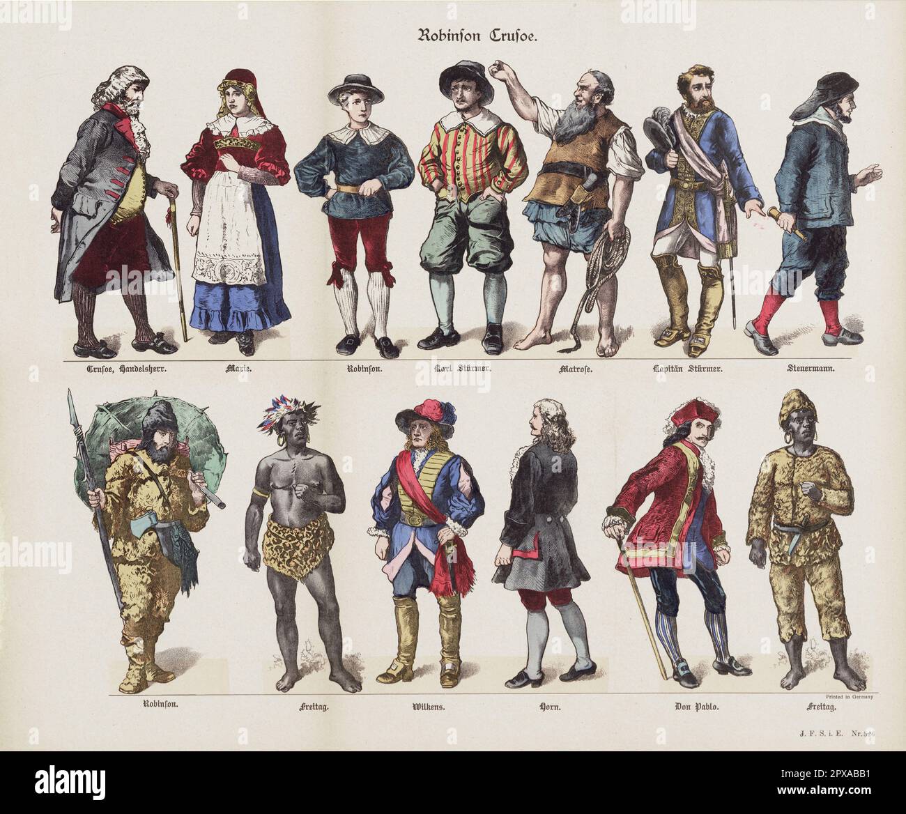 Vintage-Illustrationen des Romans Robinson Crusoe von Daniel Defoe. 1886 Stockfoto