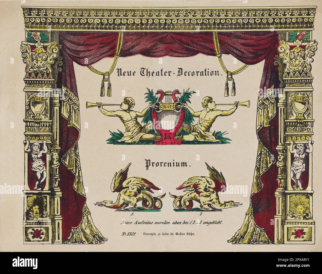 Kindertheater aus altem Papier. Procenium. Theaterdekoration. 1900 Stockfoto