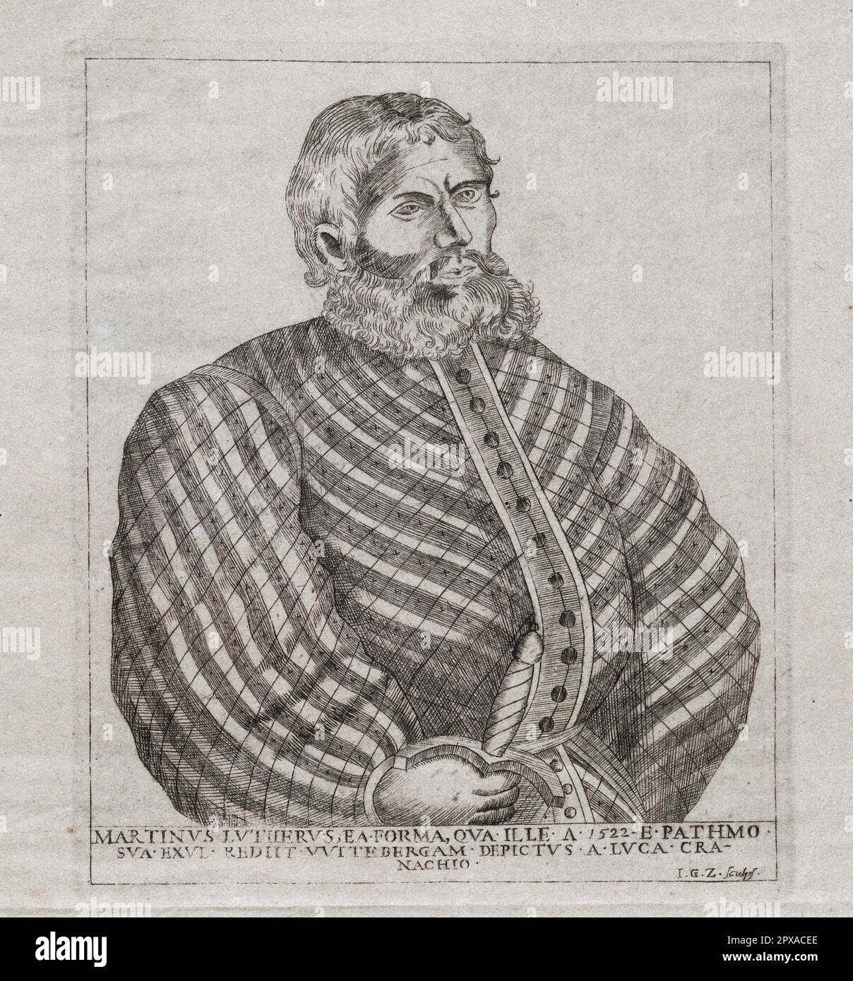 Das tatsächliche Porträt des Mannes Gottes D. Martin Luther, als er 1522 aus Wartpurg gegen einen Helden nach Wittemberg kam Stockfoto