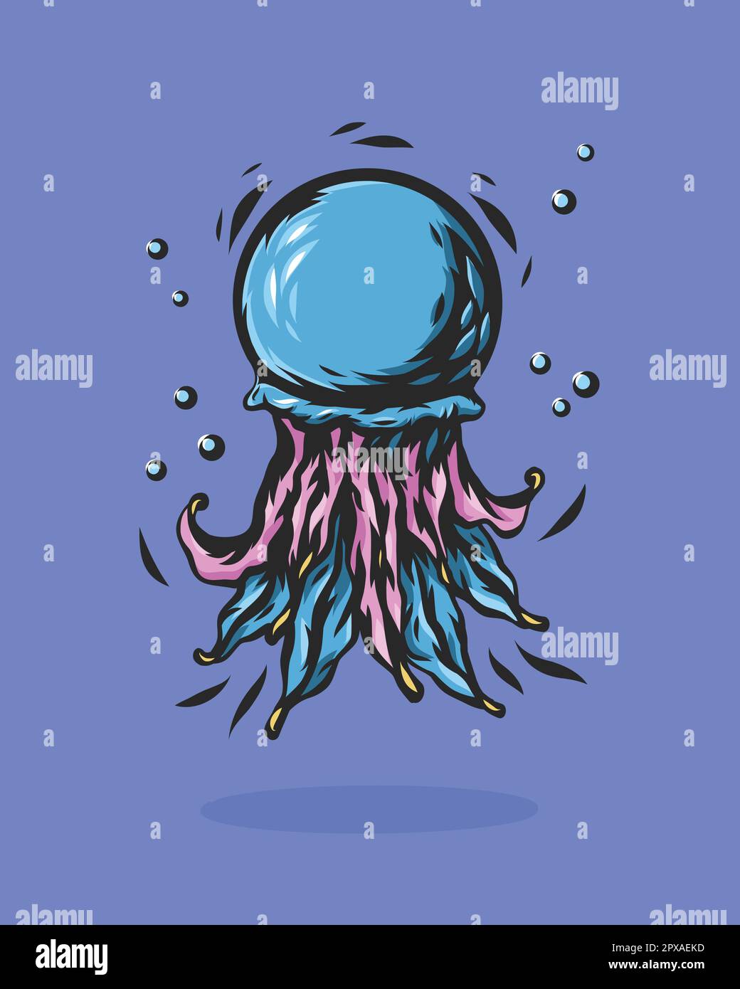 Farbenfrohe Quallen-Illustration. Leuchtender Schwimmkarikatur medusa. Stock Vektor