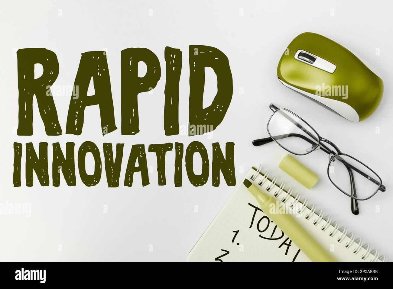 Schild mit Rapid Innovation, konzeptionelle Fotocharakteristik einer Website, die Suchmaschinenalgorithmen verwendet Stockfoto