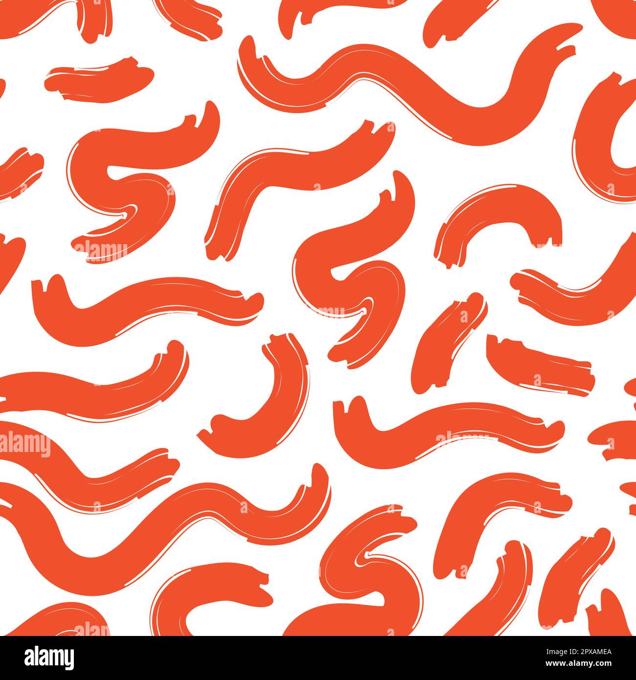 Abstraktes wellenförmiges rotes Pinselmuster auf weißem Hintergrund Stock Vektor