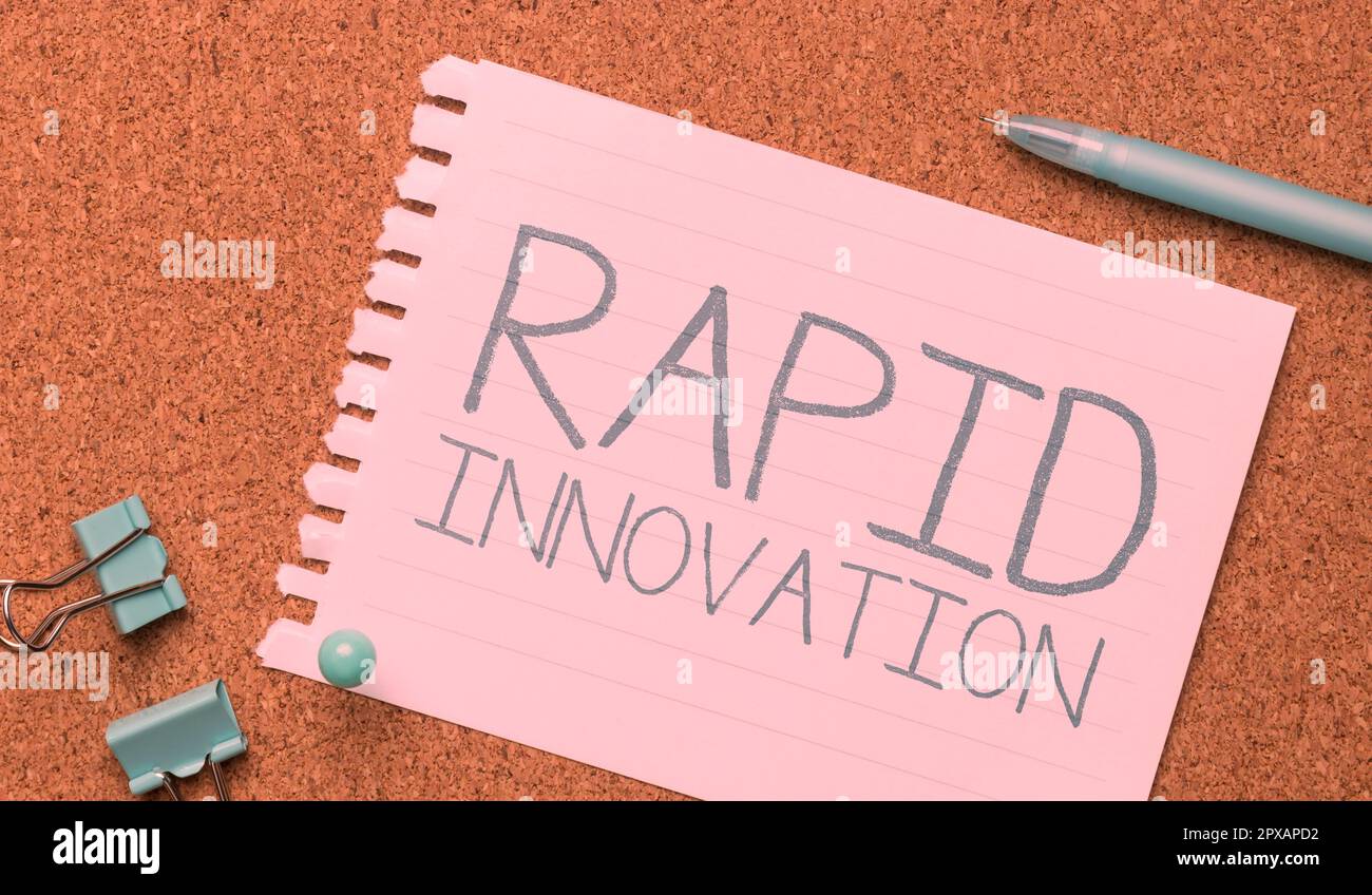 Text, der Inspiration, schnelle Innovation, Geschäftsidee, charakteristisch für eine Website, die Suchmaschinenalgorithmen verwendet Stockfoto