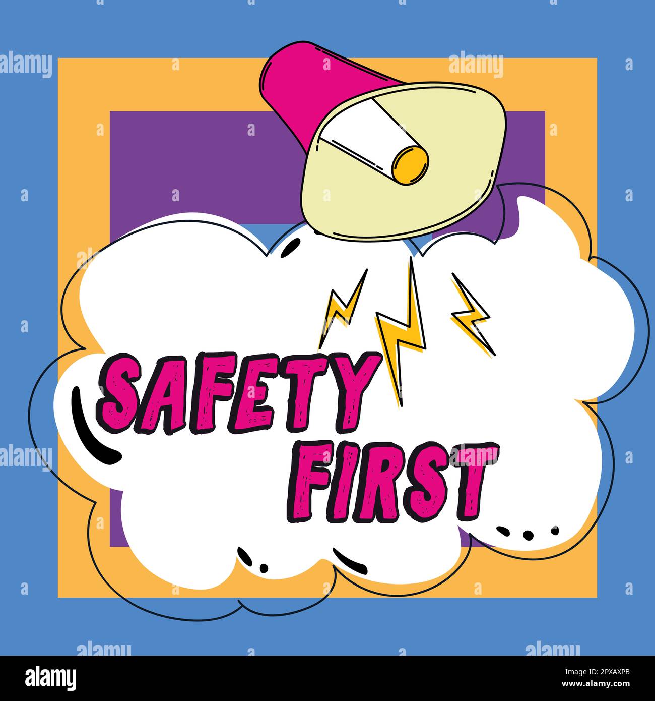 Handschrift Text Safety First, Word Writed on vermeidet unnötige Risiken Leben Sie sicher Vorsicht Vorsicht Vorsicht Stockfoto