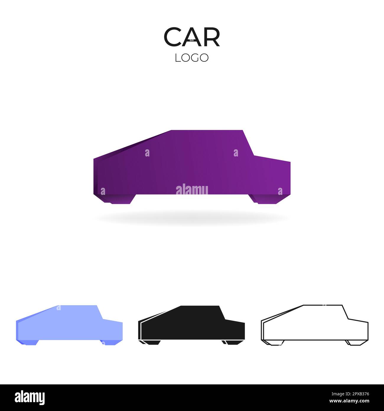 Origami-Vektorlogo und -Symbol mit Auto. Stock Vektor