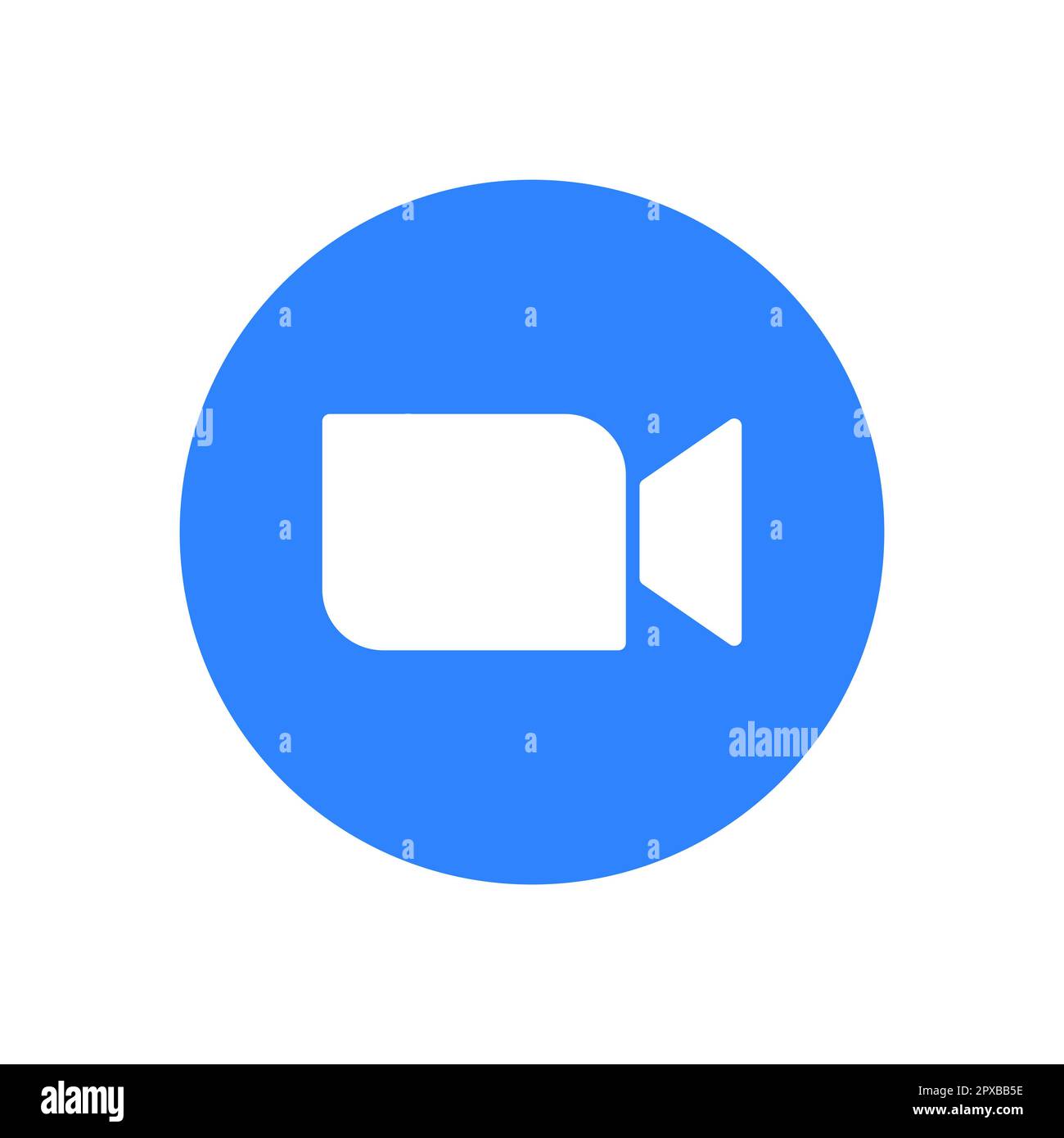 Zoom-Logo. Symbol für Zoom-App. Symbol für Videokonferenzsoftware zoomen. Audiokonferenzen, Webinare, Chat. Videokommunikation. Vektordesign und illu zoomen Stock Vektor